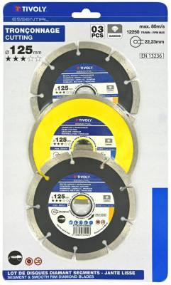 Set of 3 diamond discs Ø125mm ESSENTIAL (Blister)