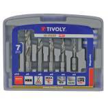 7 pieces - 6 monobloc HSS metal drill bits, split point, 1/4" hexagonal shank Ø 3 to 10 mm + 1 bit holder 