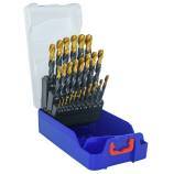 25 brocas para metal HSS STEAM rectificadas con recubrimiento TiN punta en cruz mango de 3 caras Ø 1 a 13 mm 