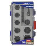 10 pièces -7 douilles d'extraction entrainement 3/8" Ø 10 à 19mm + accessoires -IMPACT 