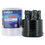 5 piezas -4 fresas huecas HSS con recubrimiento TiALN Ø 12 a 22 mm + 1 expulsor TECHNIC 