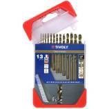 13 brocas para metal HSS-E5 (cobalto 5 %) graduadas SLR punta en cruz Ø 1,5 a 6,5 mm 