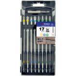 17 pièces -16 embouts extra longs L120mm bagués + 1 porte-embout 
