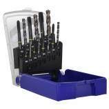 14 pieces - 7 DIN 371/376 M3 to M12 HSSE5% cobalt multi-application GUN taps + 7 TBX Blade-coated HSSE5 % cobalt drill bits - TECHNIC 