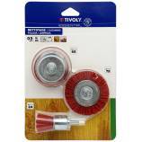 3 piezas: cepillos de nailon para madera Ø 24 - 65 - 75 mm 