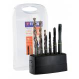 12 pièces - 6 tarauds HSSE5% cobalt Multi-applications GUN DIN371/6 M3 à M10 + 6 forets TBX HSSE5% cobalt revêtus Blade TECHNIC 