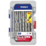 26 piezas -25 brocas para metales HSS rectificadas, punta en cruz Ø 2 a 13 mm + 1 fresa para avellanar HSS Ø 16,5 mm 