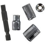 5 pièces -4 douilles Ø 6 à 13mm + 1 porte-douille hexa 6.35 mm > 1/4" 