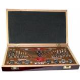 30 pièces - 7 jeux de 2 tarauds HSS DIN352 + 7 filières HSS M3 à M12 + 1 tourne à gauche N°1,5 + 1 porte-filière 25,4 + 7 forets HSS FURIUS revêtus Fusio TECHNIC 