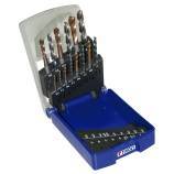 Estuche de 5 machos INOX HSSE PM TiCN IT5 + 5 brocas previas HSSE TBX 561 para agujeros ciegos 