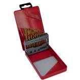 13 forets métaux HSS laminés revêtus TiN Ø 1,5 à 6,5mm par 1/2 