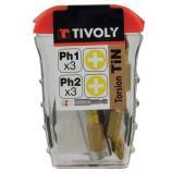 7 piezas - 6 puntas torsión con recubrimiento TiN PH con anilla + 1 portapuntas magnético 