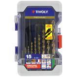15 piezas -9 brocas de madera HSS speed point Ø 2 a 10 mm + 6 brocas de madera planas Ø 14 a 24 mm 