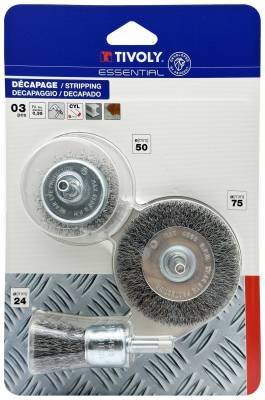 3 pièces : brosses acier pour le métal Ø 24 - 50 - 75mm 