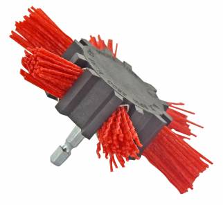 Brosse EVENTAIL -Fil nylon rouge -Décapage du bois ESSENTIAL (Cartonnette brochable)