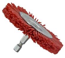 Brosse CIRCULAIRE -Fil nylon rouge -Décapage du bois ESSENTIAL (Cartonnette brochable)