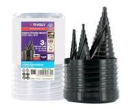 3 TiAlN coated HSS -E5 (Cobalt 5%) step drill bits Ø 4 to 37 mm 