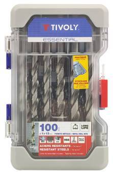 100 fully ground HSS metal drill bits, Split point, Ø 1 to 13 mm 