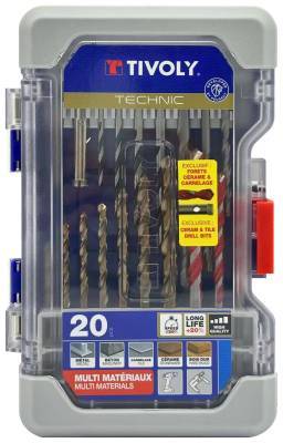 20 pieces -RANGER case -Mixed multi-material drill bits 