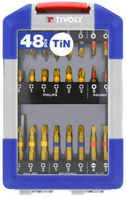 48 pièces -47 embouts torsion revêtus TiN bagués + 1 porte-embout magnétique 