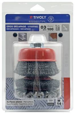 3 pièces : brosses acier pour le métal M14 Ø 100mm 