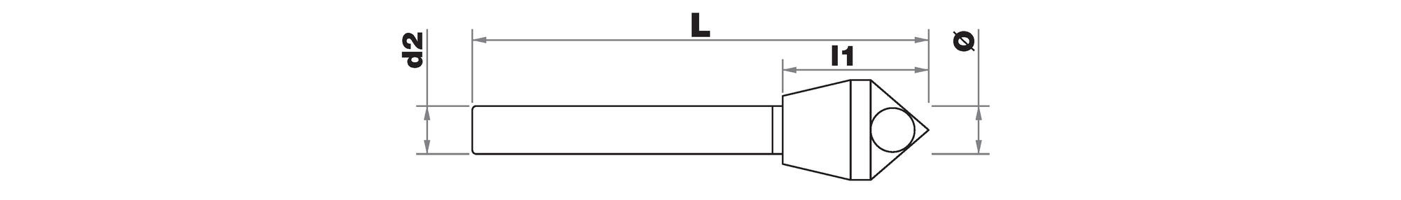 Fraise à ébavurer à trou 90° HSS-E5 (cobalt 5%) -TivolyNorm -Queue cylindrique