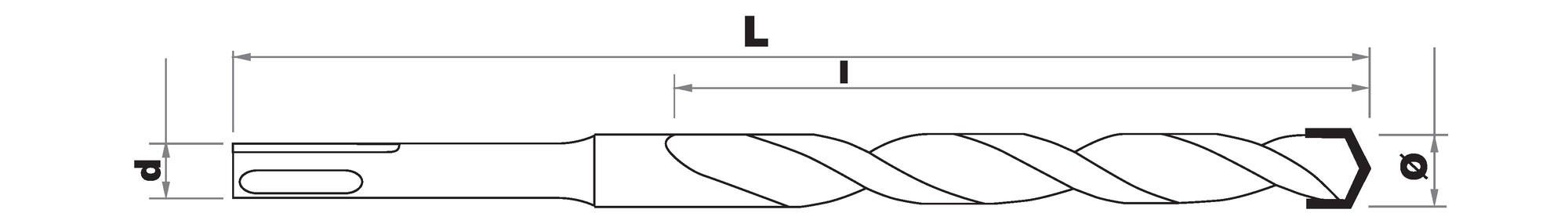 SPEEDER2 concrete drill bit with 2 cutters - L610 mm - Centring tip - Quadruple flute - SDS+ TECHNIC (Hanging SDS clip)