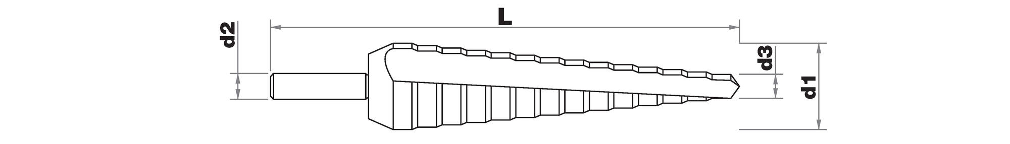 HSS step drill bit -TivolyNorm -Helical -Split point -Tri-flat shank