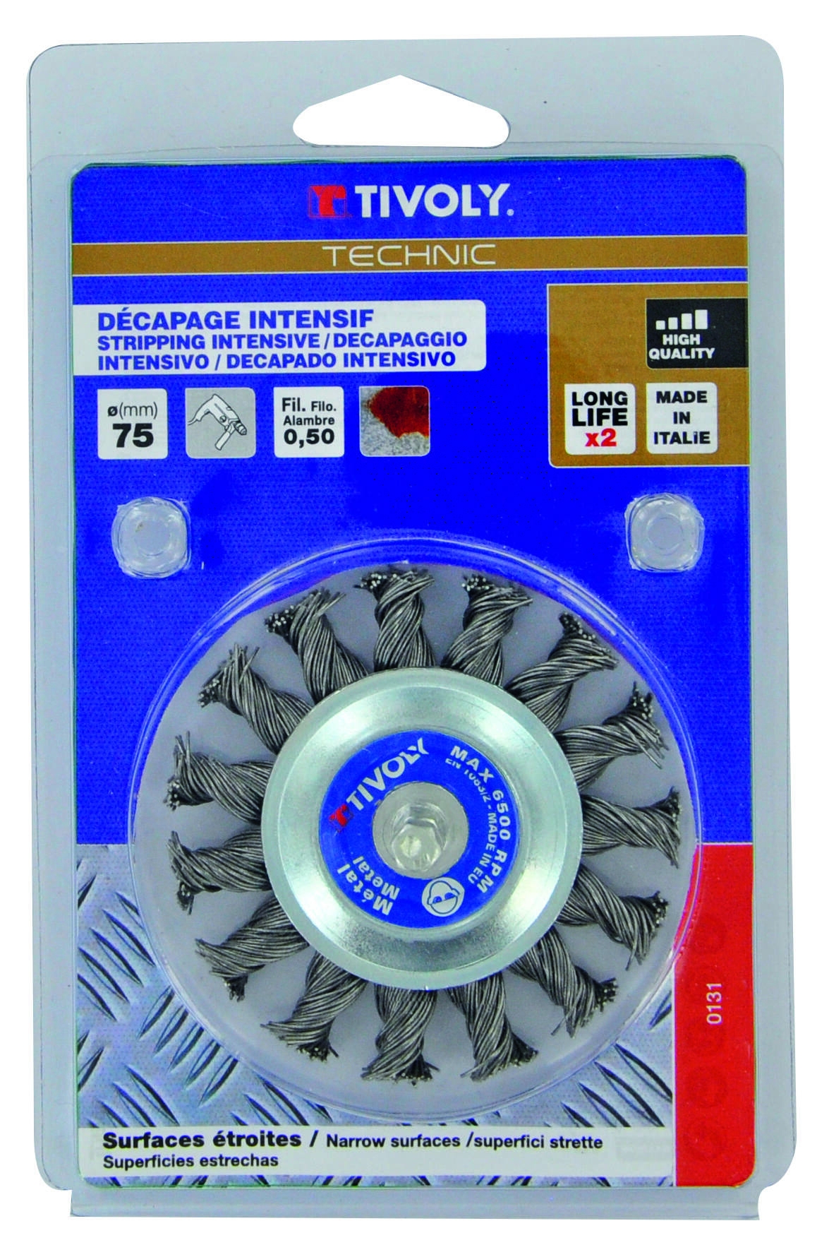 1T20682-Cepillo CIRCULAR -Alambre de acero trenzado -Decapado grueso de metal TECHNIC (Estuche blíster)