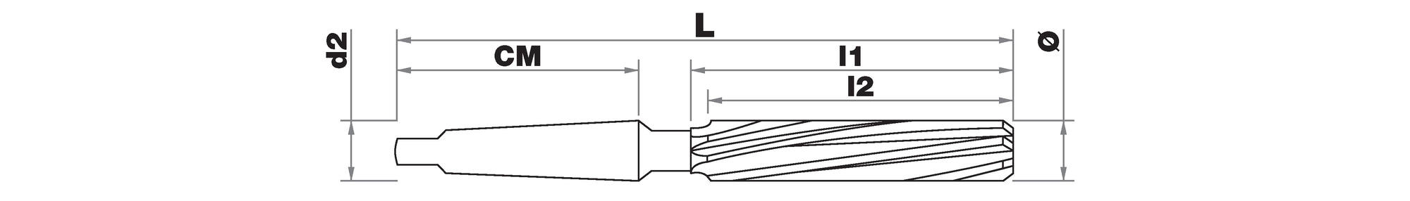 Alésoir machine HSS-E5 (cobalt 5%) -NFE66015 -m5 -Droit -Cône morse