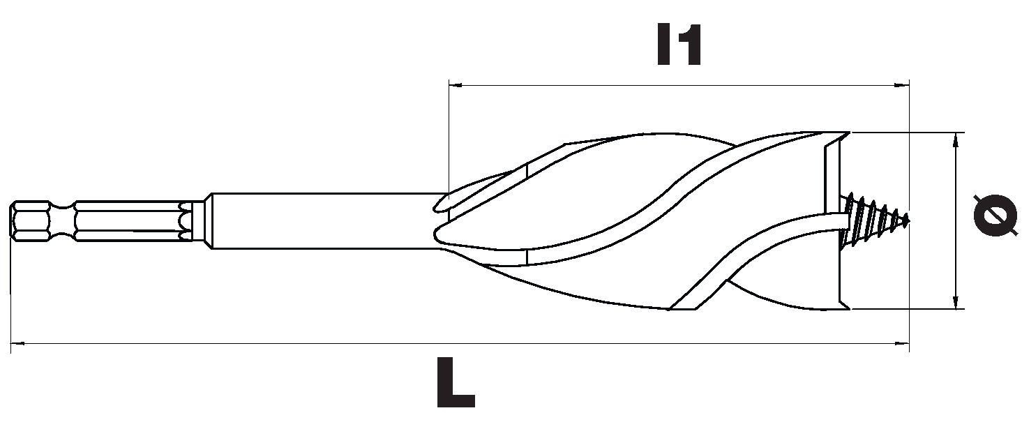 Foret bois 4 taillants -Queue hexagonale ESSENTIAL (Blister)