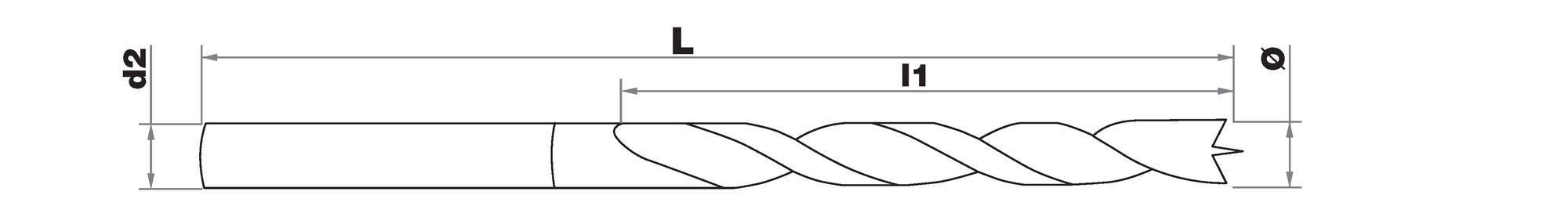 3-point wood drill bit - Cylindrical shank TECHNIC (Tube)