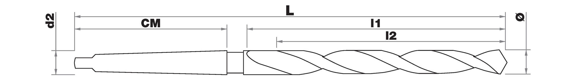 Morse taper HSS metal drill bit -STEAM treatment -NFE66076 -h8 -10xd -Extra long L315 mm -Conventional point