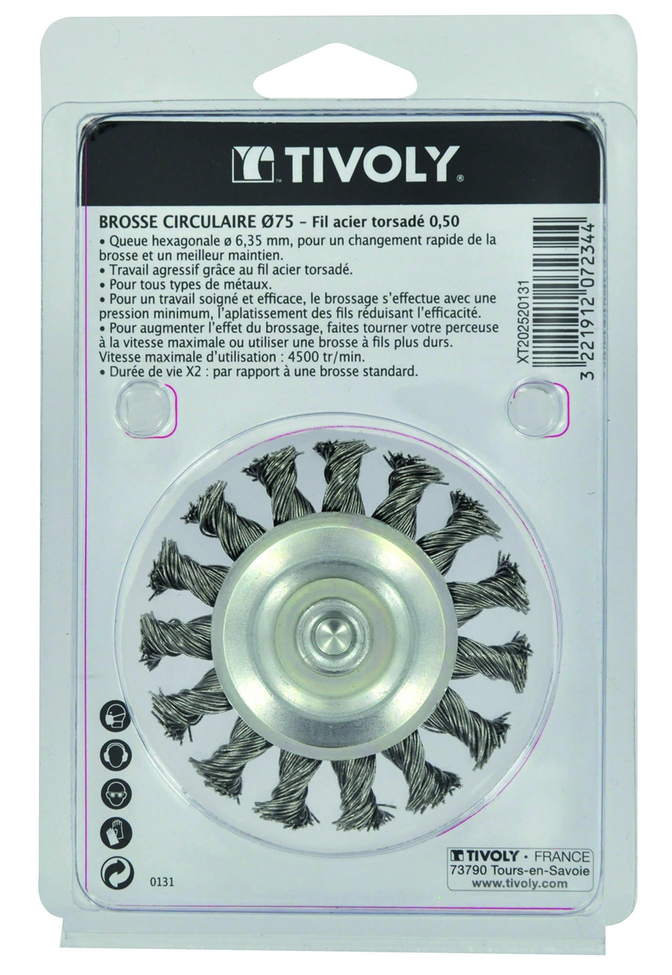 1T20682-Cepillo CIRCULAR -Alambre de acero trenzado -Decapado grueso de metal TECHNIC (Estuche blíster)