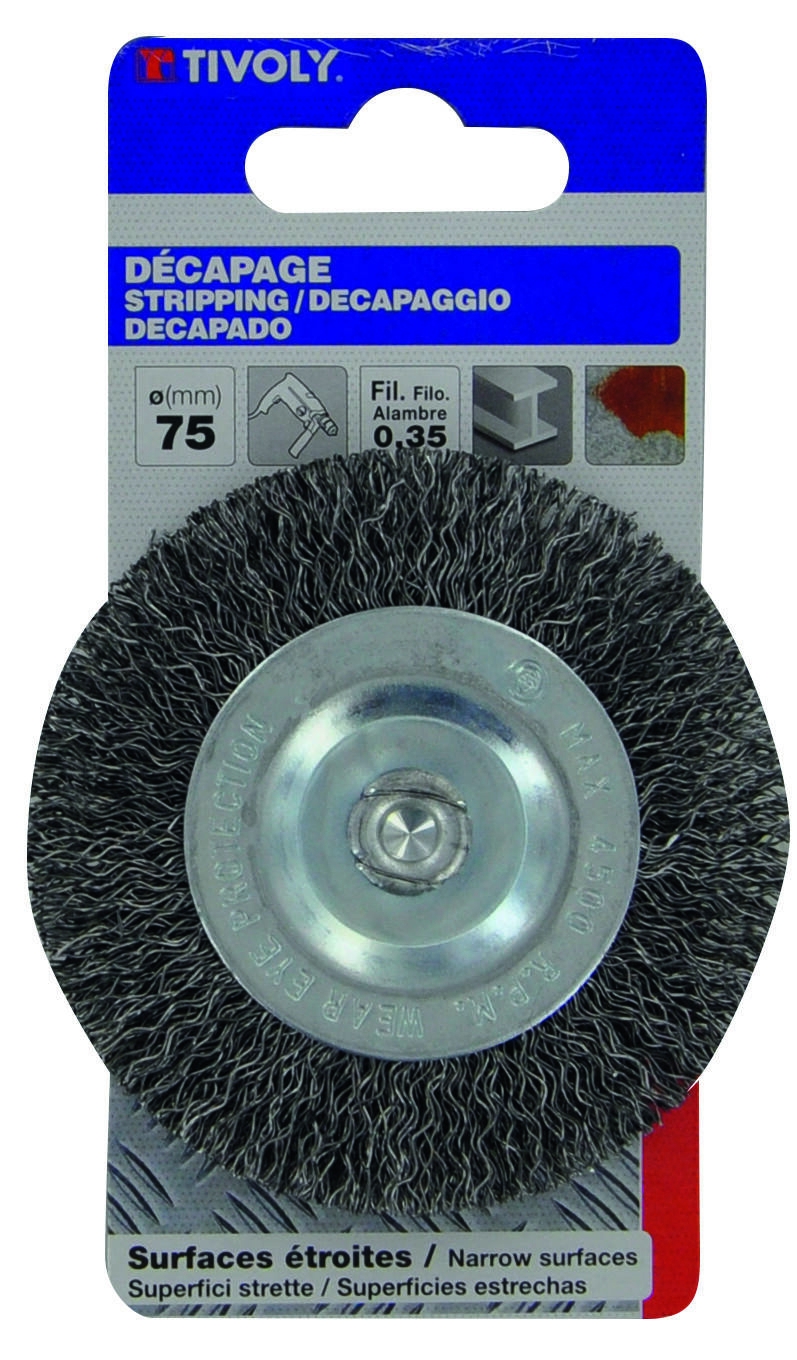 XT20252006056-Brosse CIRCULAIRE -Fil acier ondulé -Décapage du métal (Cartonnette brochable) / Ø: 100 / 0.35